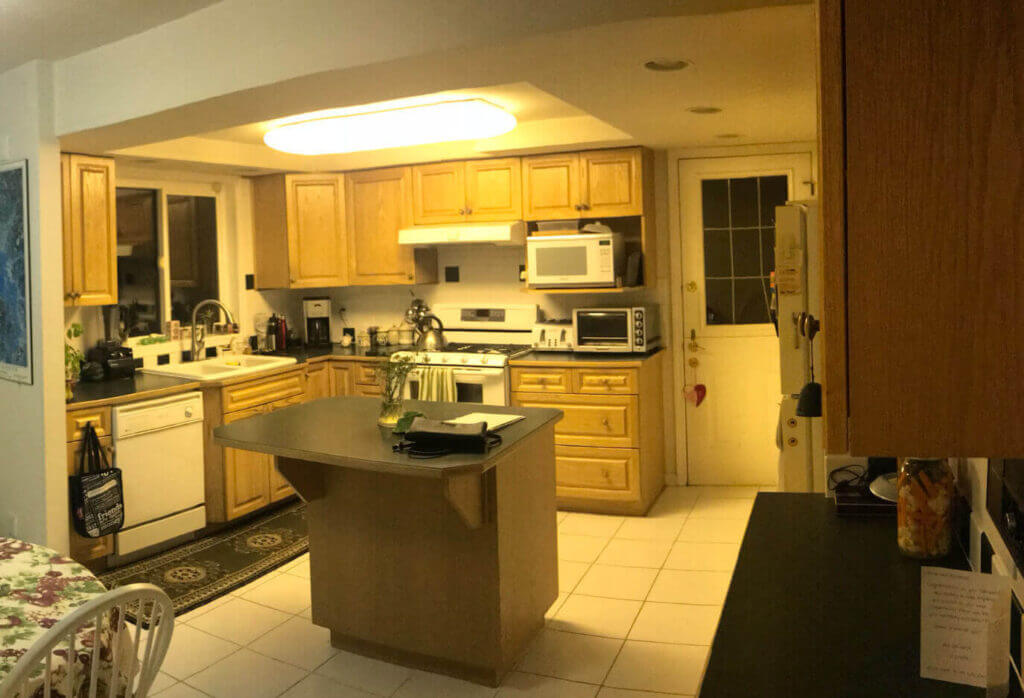 An outdated kitchen before the renovation.